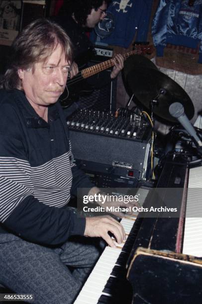 Pianist Don Randi performs onstage at his club, The Baked Potato, on April 19, 1990 in Los Angeles, California.