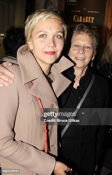 Maggie Gyllenhaal and mother Naomi Foner Gyllenhaal attend the opening night of "Cabaret" on Broadway at Studio 54 on April 24, 2014 in New York City.