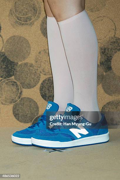 South Korean actress Kim Yoo-Jung , shoe detail, attends the photo call for the opening of New Balance 'CRT300 - Art Of Classic' Pop-Up Store on...