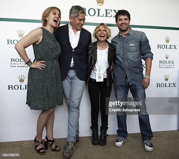 Rosa Tous, Boris Izaguirre, Eugenia Martinez de Irujo and Carlos Checa attend day fourth of the ATP Barcelona Open Banc Sabadell at the Real Club de...