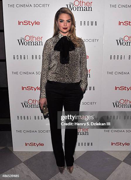 Actress Kate Upton attends The Cinema Society & Bobbi Brown With InStyle screening of "The Other Woman" at The Paley Center for Media on April 24,...