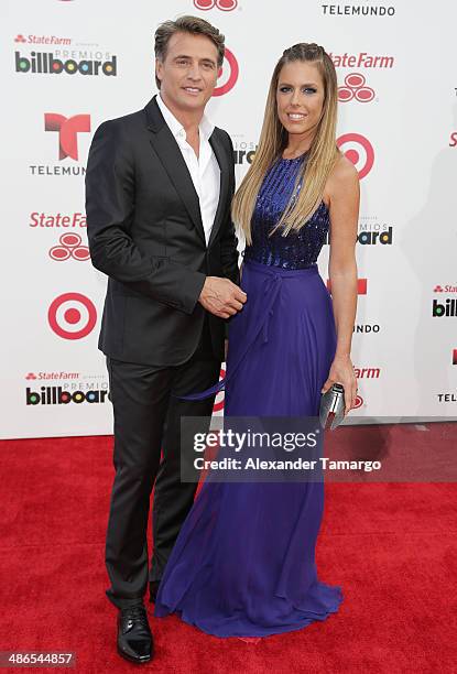 Juan Soler and Maky Soler arrive at the 2014 Billboard Latin Music Awards at Bank United Center on April 24, 2014 in Miami, Florida.