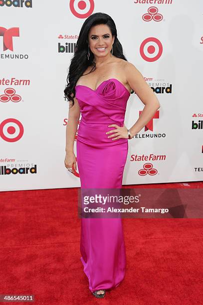 Penelope Menchaca arrives at the 2014 Billboard Latin Music Awards at Bank United Center on April 24, 2014 in Miami, Florida.