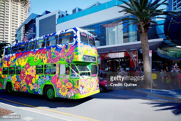the magic bus, surfers paradise - surfers paradise stock pictures, royalty-free photos & images