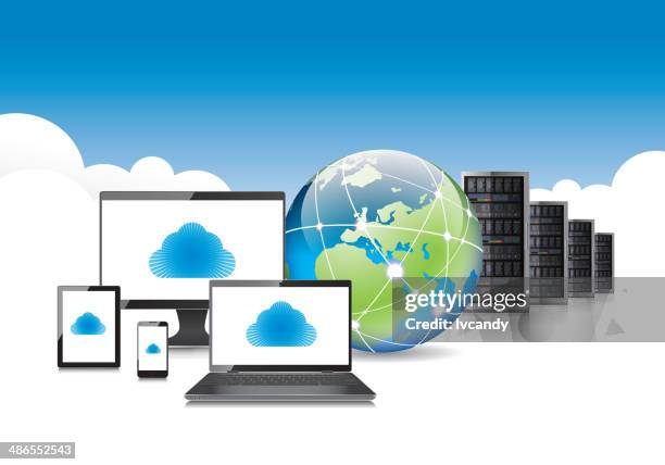 network cloud computing - enterprise cloud storage stock illustrations