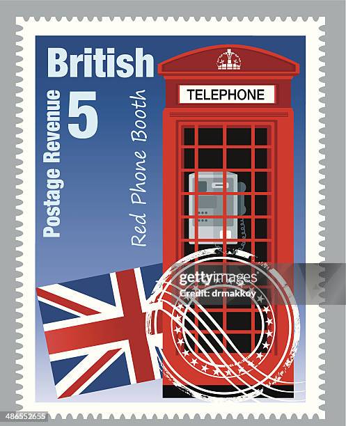 british stamp - telephone booth stock illustrations