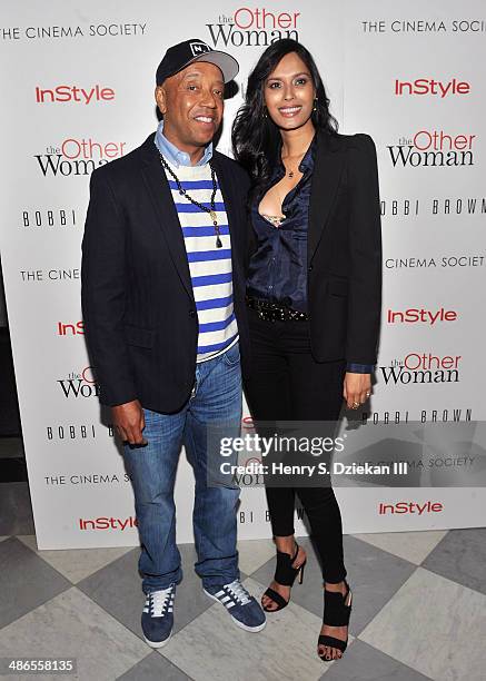 Russell Simmons and guest attend The Cinema Society & Bobbi Brown With InStyle screening of "The Other Woman" at The Paley Center for Media on April...