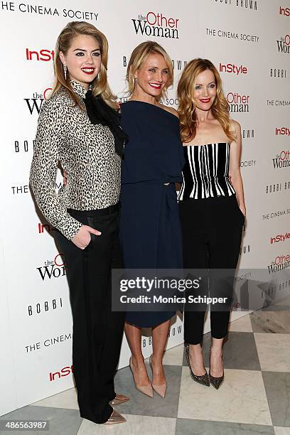 Actresses Kate Upton, Cameron Diaz and Leslie Mann attend The Cinema Society & Bobbi Brown with InStyle screening of "The Other Woman" at The Paley...