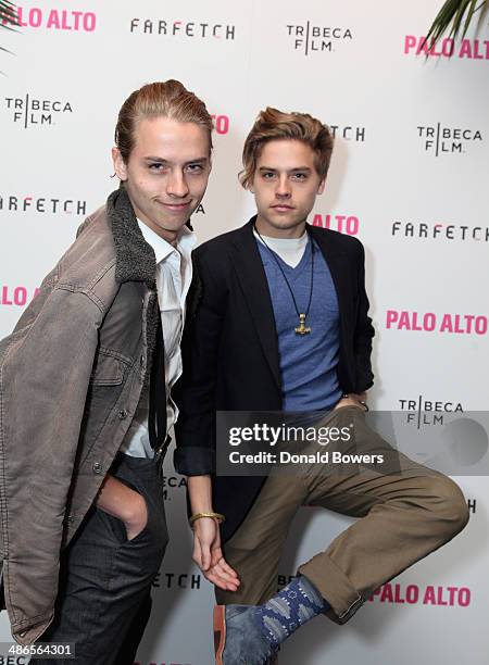 Dylan and Cole Sprouse attend The 2014 Tribeca Film Festival After Party Of Gia Coppola's Palo Alto, Hosted By Farfetch At Up&Down on April 24, 2014...