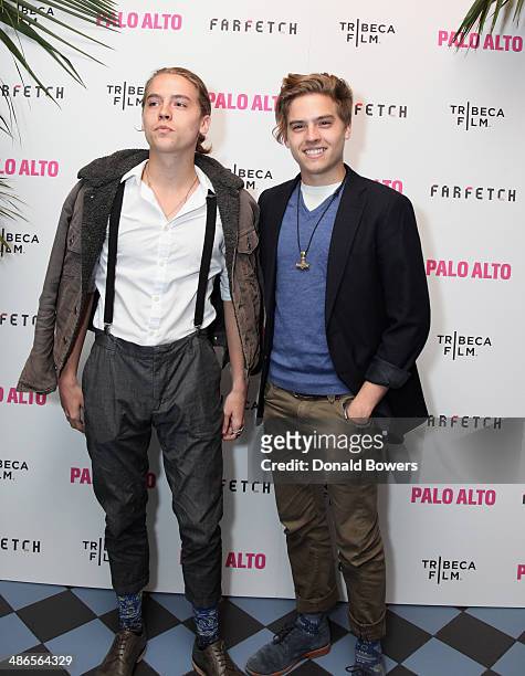 Dylan and Cole Sprouse attend The 2014 Tribeca Film Festival After Party Of Gia Coppola's Palo Alto, Hosted By Farfetch At Up&Down on April 24, 2014...