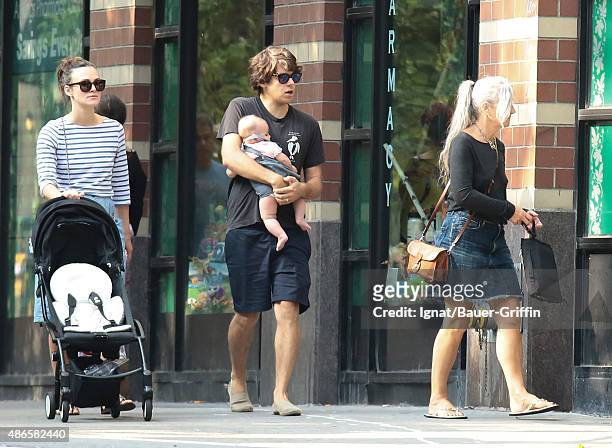 Keira Knightley with baby Edie Righton husband James Righton and mother Sharman Macdonald are seen on September 04, 2015 in New York City.