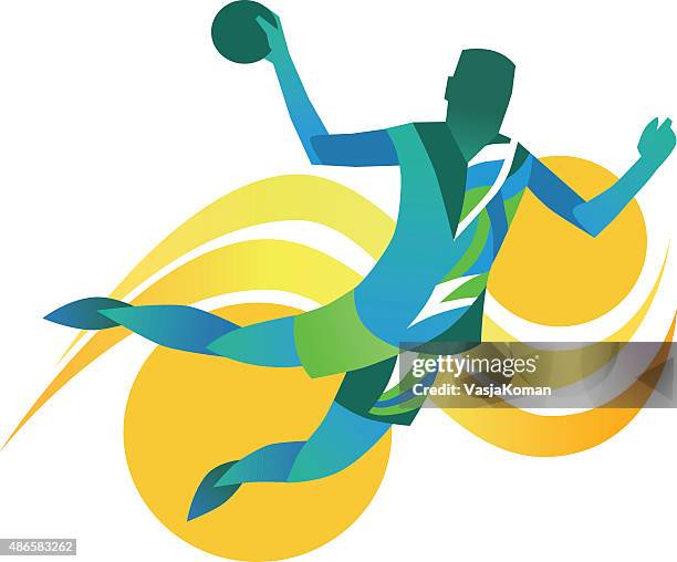 handball player - abstract illustration - handball stock illustrations