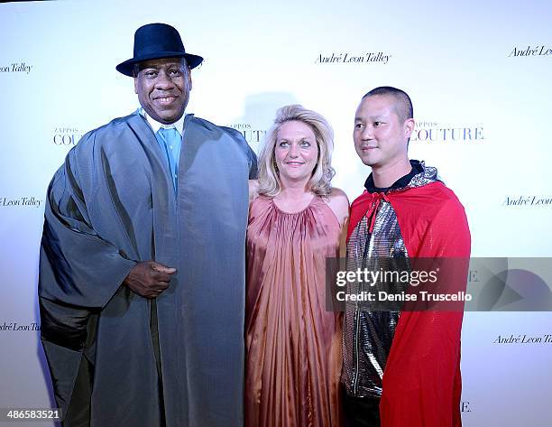 Andre Leon Talley, Jennifer Sidary and Tony Hsieh attend Zappos Couture celebration of 20 years of fashion gallery & auction in support of Las Vegas...