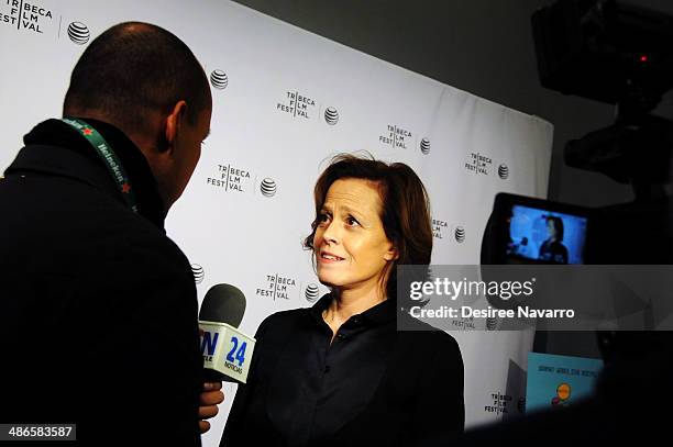 Actress Sigourney Weaver attends the Shorts Program: City Limits during the 2014 Tribeca Film Festival at AMC Loews Village 7 on April 24, 2014 in...