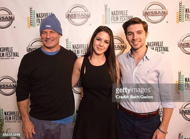 Dito Montiel, Monica Aguirre Diez Barroso and Actor Roberto Aguire of the film "Boulevard"attends day 9 of the 2014 Nashville Film Festival at Regal...