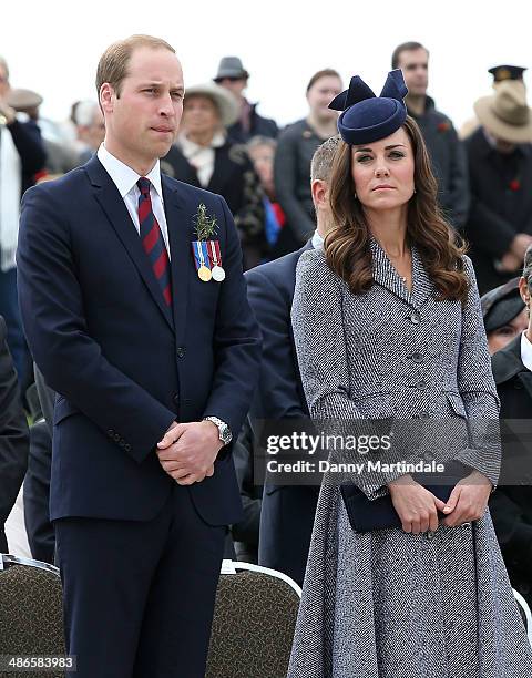 Prince William, Duke of Cambridge and Catherine, the Duchess of Cambridge during an ANZAC Day commemorative service at the Australian War Memorial on...