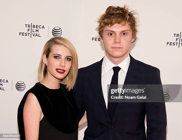 Actors Emma Roberts and Evan Peters attend the premiere of "Palo Alto" during the 2014 Tribeca Film Festival at SVA Theater on April 24, 2014 in New...