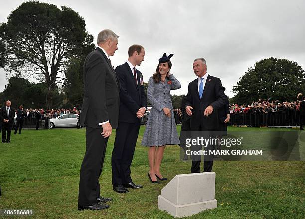 Australian War Memorial Director Brendan Nelson speaks with Britain's Prince William , his wife Catherine and Australian War Memorial Chairman Ken...