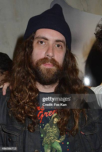 Gaspard Auge from Justice band attends the 'Vers L'Infini Et Au Dela' Mathieu Cesare Book Launch Cocktail at Lo/A Edition Rue Volney on April 24,...