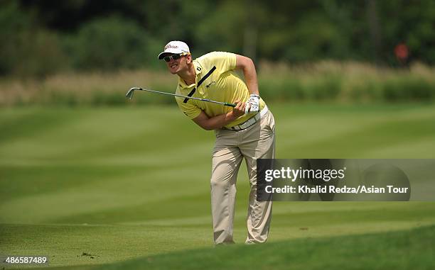 Bernd Wiesberger of Austria looks on during round two of the CIMB Niaga Indonesian Masters at Royale Jakarta Golf Club on April 25, 2014 in Jakarta,...