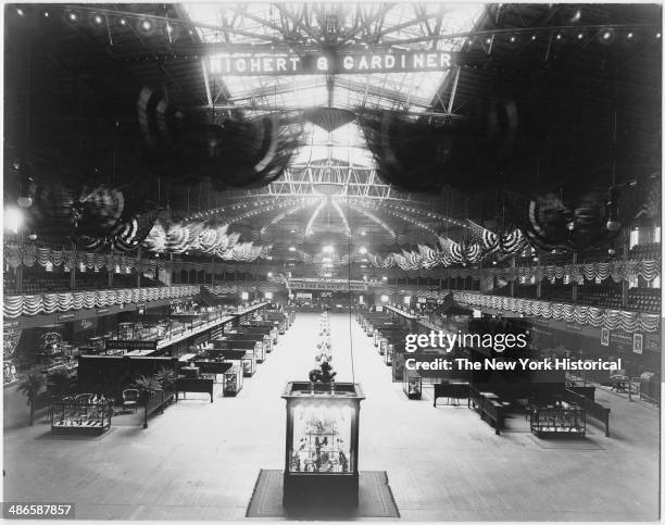 Interior Madison Square Garden, with shoe manufacturers' convention installed in exhibition hall, New York, New York, 1895.