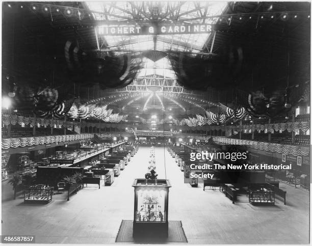 Interior Madison Square Garden, with shoe manufacturers' convention installed in exhibition hall, New York, New York, 1895.