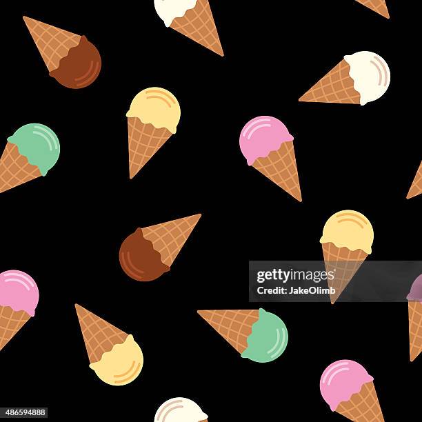 stockillustraties, clipart, cartoons en iconen met ice cream cone pattern flavors - ice cream