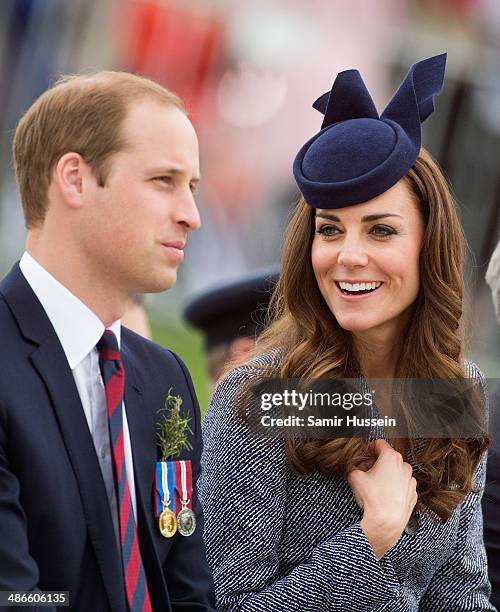 Prince William, Duke of Cambridge and Catherine, Duchess of Cambridge attend the ANZAC Day commemorative service at the Australian War Memorial on...