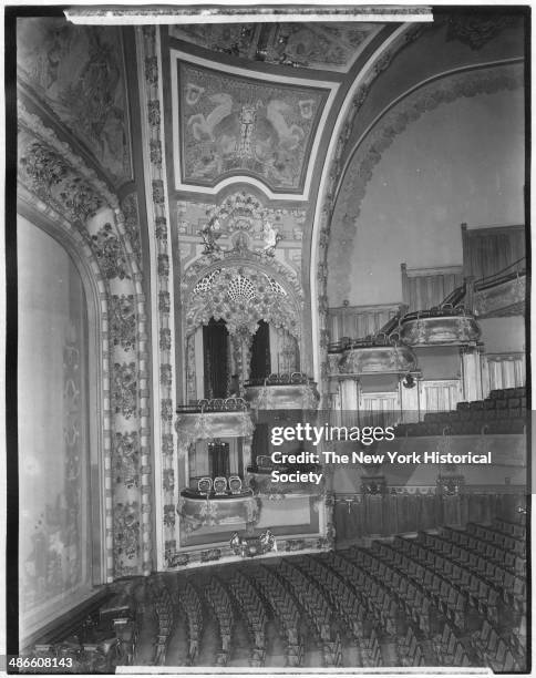 Interior view of the New Amsterdam Theatre boxes stage right, New York, New York, 1895.
