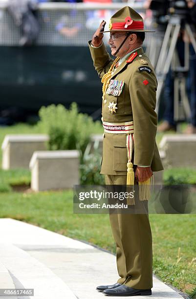 New Zealand's Governor-General Sir Jerry Mateparae attends the 99th anniversary of Gallipoli land campaign held at the Lone Pine cemetary during the...