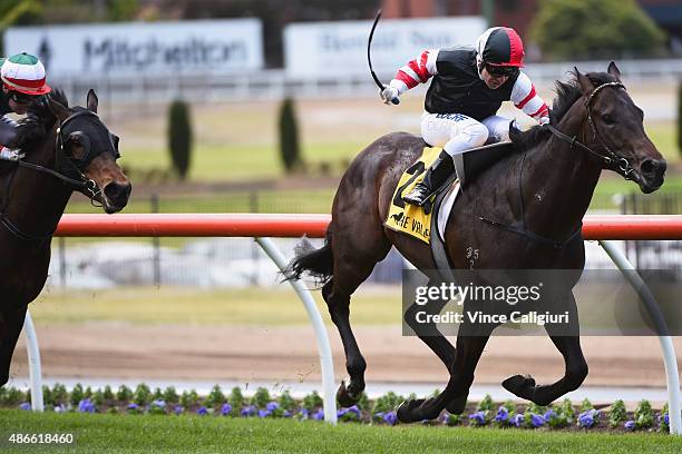 Vlad Duric riding Kentucky Flyer wins Race 1 during Melbourne Racing at Moonee Valley Racecourse on September 5, 2015 in Melbourne, Australia.