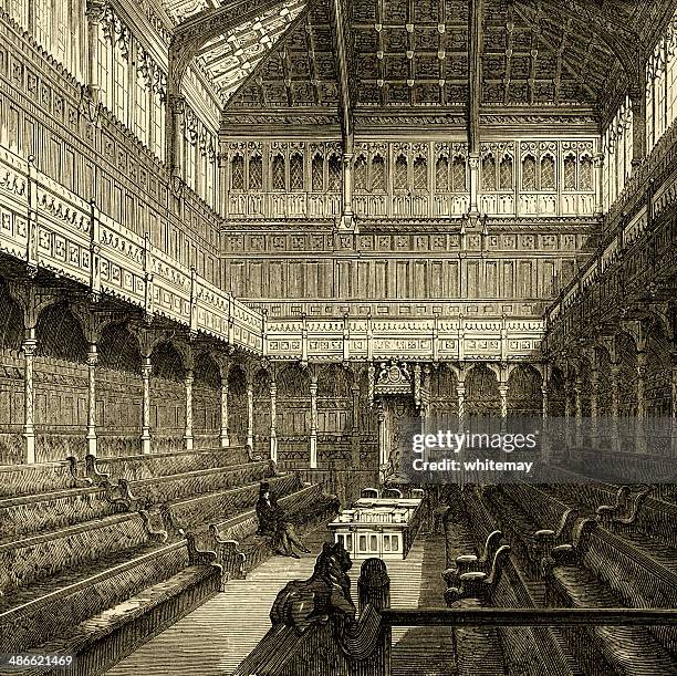interior of the house of commons - houses of parliament inside stock illustrations