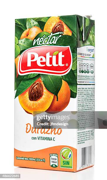 small peach nectar cardboard box - juice box stock pictures, royalty-free photos & images