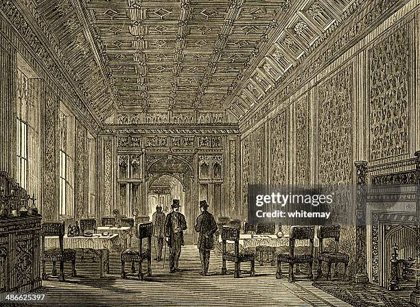 refreshment room of the house of lords - authority stock illustrations