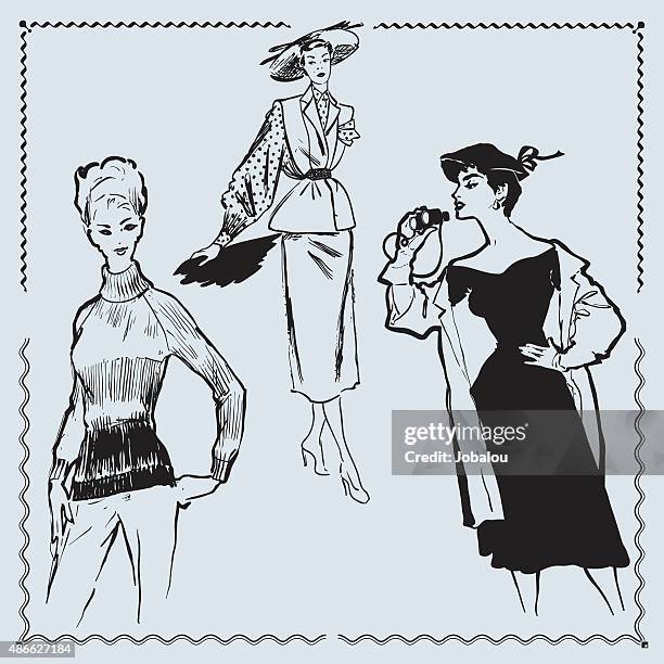 illustrazioni stock, clip art, cartoni animati e icone di tendenza di retrò modelli di moda - 20s