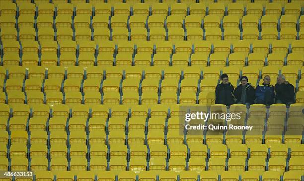 Empty seat are seen during the round six AFL match between the St Kilda Saints and the Brisbane Lions at Westpac Stadium on April 25, 2014 in...