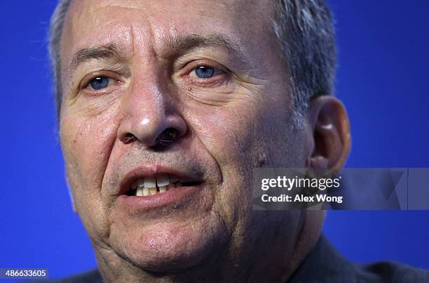 Former U.S. Treasury Secretary Lawrence Summers delivers remarks during the 2014 annual conference of the Export-Import Bank April 25, 2014 in...