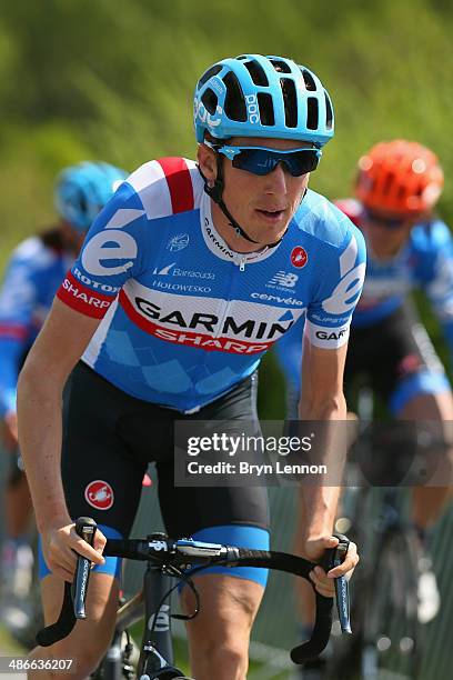 Race winner Daniel Martin of Ireland and Garmin-Sharp rides up La Redoute during training for the 100th edition of the Liege-Bastogne-Liege road race...