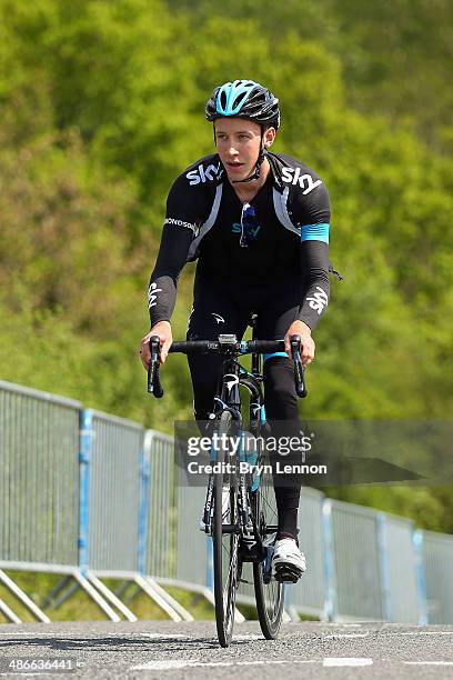 Josh Edmondson of Great Britain and Team SKY rides up La Redoute during training for the 100th edition of the Liege-Bastogne-Liege road race on April...