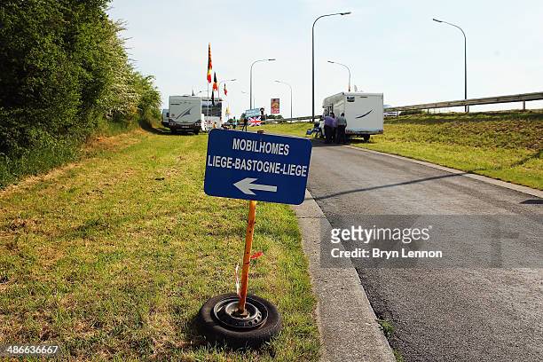 Race fans arrive on La Redoute ahead of the 100th edition of the Liege-Bastogne-Liege road race on April 25, 2014 in Sprimont, Belgium. The 263km...
