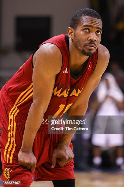 April 24: Ron Howard of the Fort Wayne Mad Ants looks at the scoreboard against the Santa Cruz Warriors in the NBADLeague Finals on April 24, 2014 at...