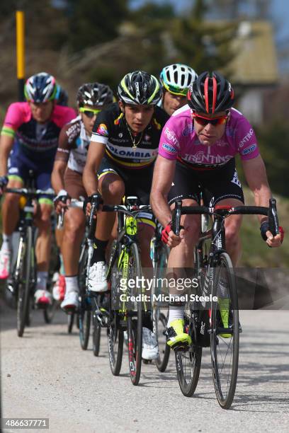 Cadel Evans of Australia and BMC Racing Team heads towards the summit of Vason Monte-Bondone during stage four of the Giro del Trentino from Val...