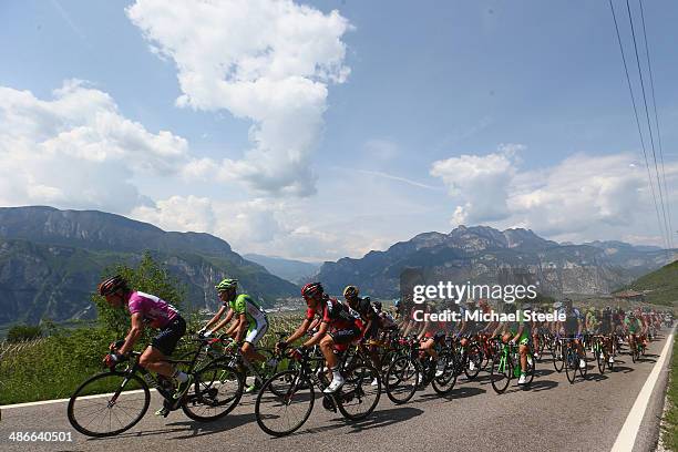 Cadel Evans of Australia and BMC Racing Team leads up the climb of Palu di Giova-Maso Roncador during stage four of the Giro del Trentino from Val...