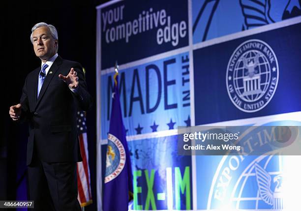 Chairman and CEO of Wells Fargo John Stumpf addresses the 2014 annual conference of the Export-Import Bank April 25, 2014 in Washington, DC. The...