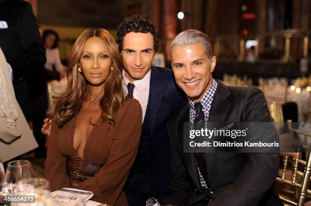 Model Iman, Zac Posen and Jay Manuel attend Variety Power Of Women: New York presented by FYI at Cipriani 42nd Street on April 25, 2014 in New York...