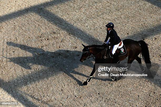 Laura Kraut of the USA on Nouvelle competes in the CSI5* Table A with one jump-off against the clock during day 2 of the Longines Global Champions...