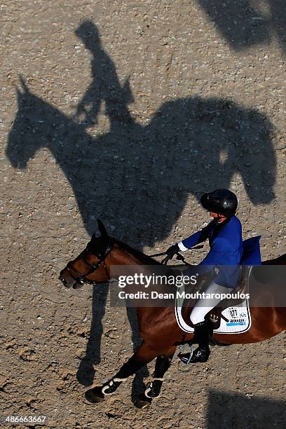 Penelope Leprevost of France on Vagabond de la Pomme competes in the CSI5* Table A with one jump-off against the clock during day 2 of the Longines...