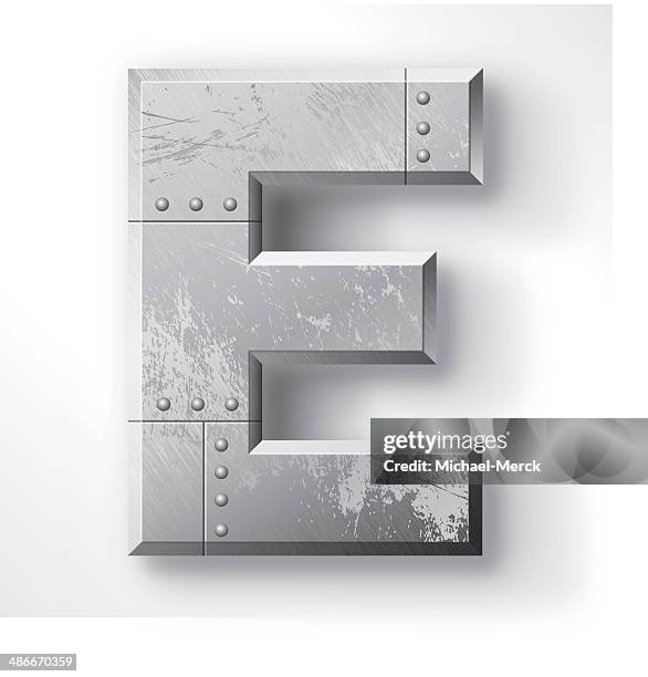 metall buchstaben e - nieten stock-grafiken, -clipart, -cartoons und -symbole