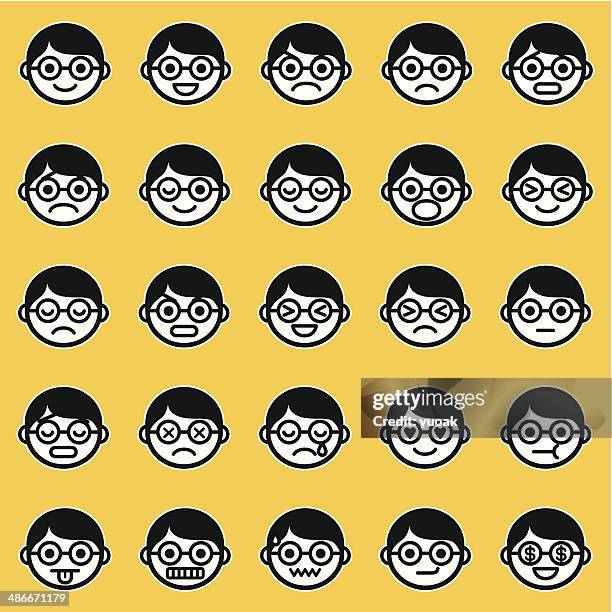 emoticons - child sweating stock illustrations