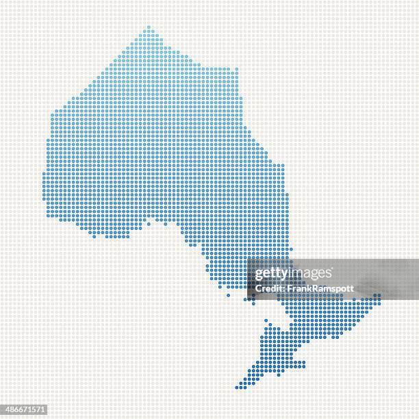 ontario map blue dot pattern - ontario map stock illustrations
